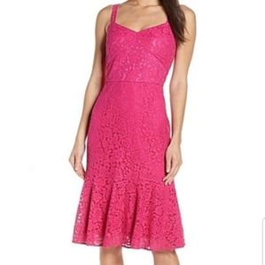 Chelsea28 Magenta Lace Ruffle Hem Midi Dress
0 NWT
